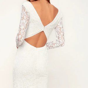 White Lace Long Sleeve Wedding Dress